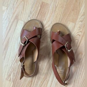 Sezane Sandals. Leather. Brown. Size 39. Lightly worn.